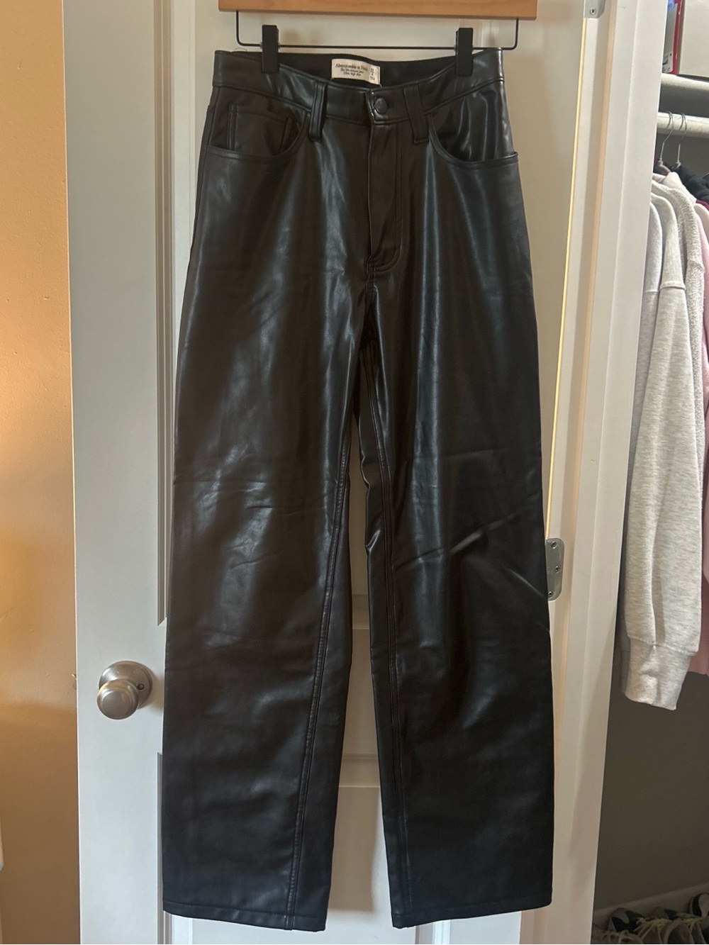 Women’s Black Faux Leather Relaxed Jeans